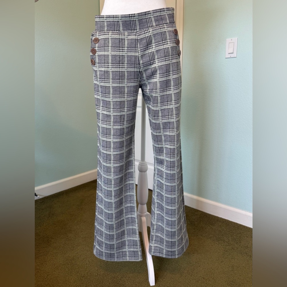 Betabrand Women's Plaid Flare Pants